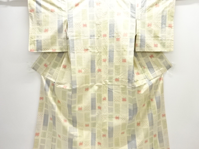 JAPANESE KIMONO / TSUMUGI / WOVEN FLORAL PLANTS